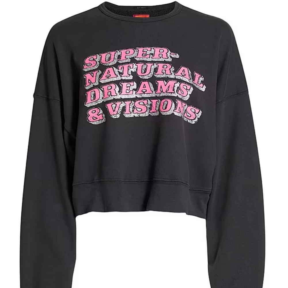 MOTHER The Winder Cropped Graphic Sweatshirt S
